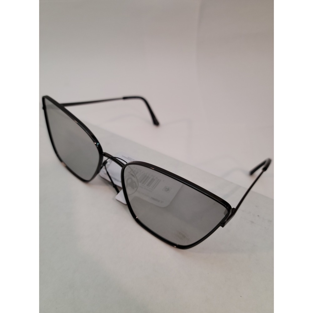 Foster Grant Sunglasses Womens Gunmetal Cat Eye Silver Mirrored Lens Steel Wire